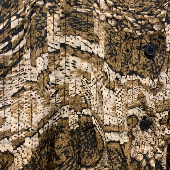 Women's GANNI Tiger's Eye Cotton Smocked Button Back Dress Mini Size 40 Large - Picture 5 of 8